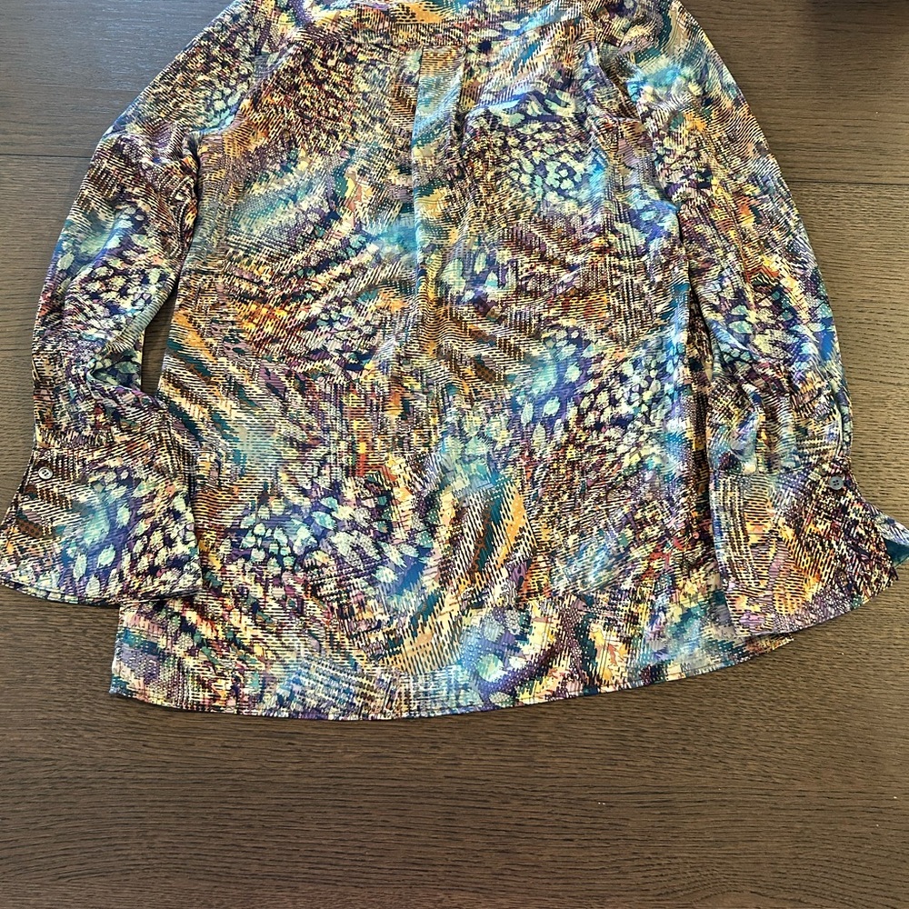 Etcetera Women’s Multi Color Patterned Blouse Sil… - image 8